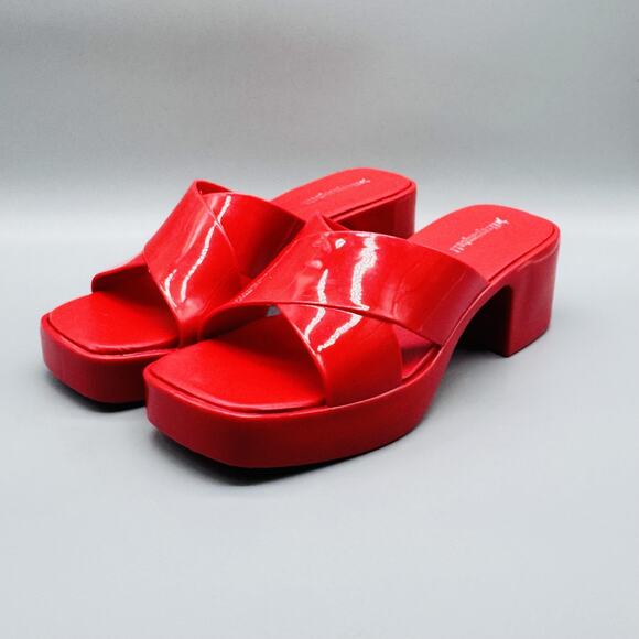 Jeffrey Campbell Sandals Womens 10 Red Platform Bubblegum Slide Block Heel - Picture 3 of 9